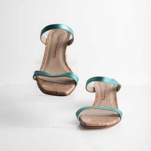 Stuart Weitzman Womens Aleena Wedge Sandals Capri Metallic Blue US 10 EU 41 New - Picture 4 of 8